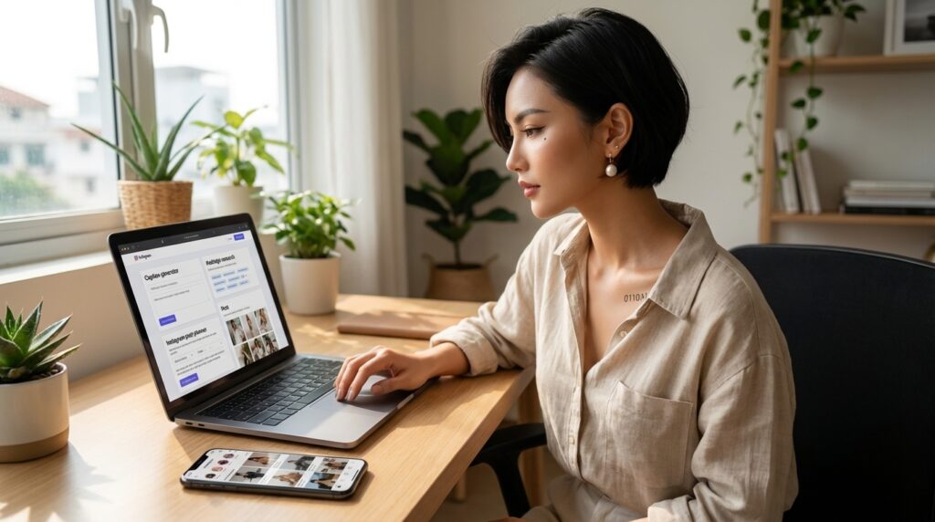 AI Instagram growth tools dashboard and content planning workflow