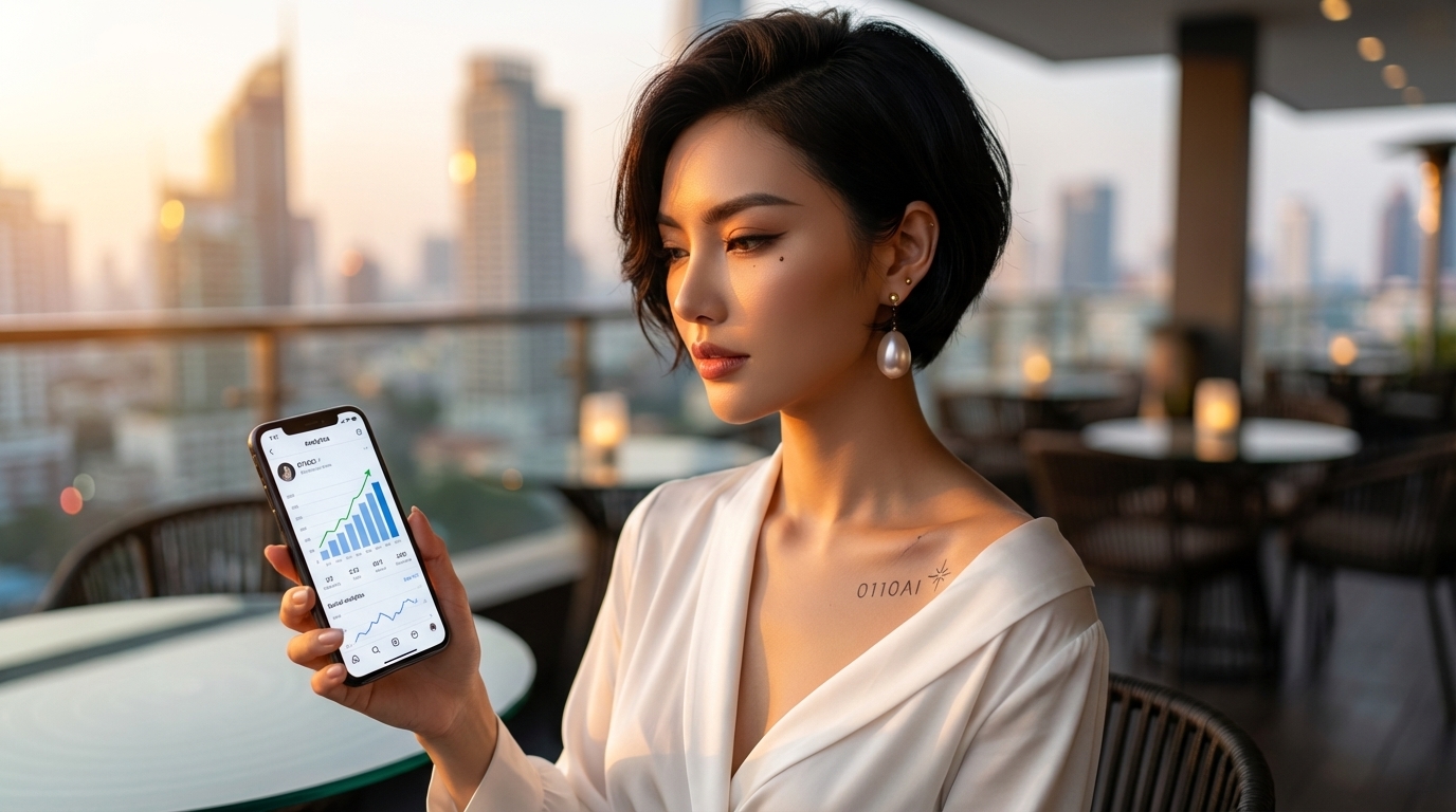 analytics dashboard showing follower growth of AI influencer account