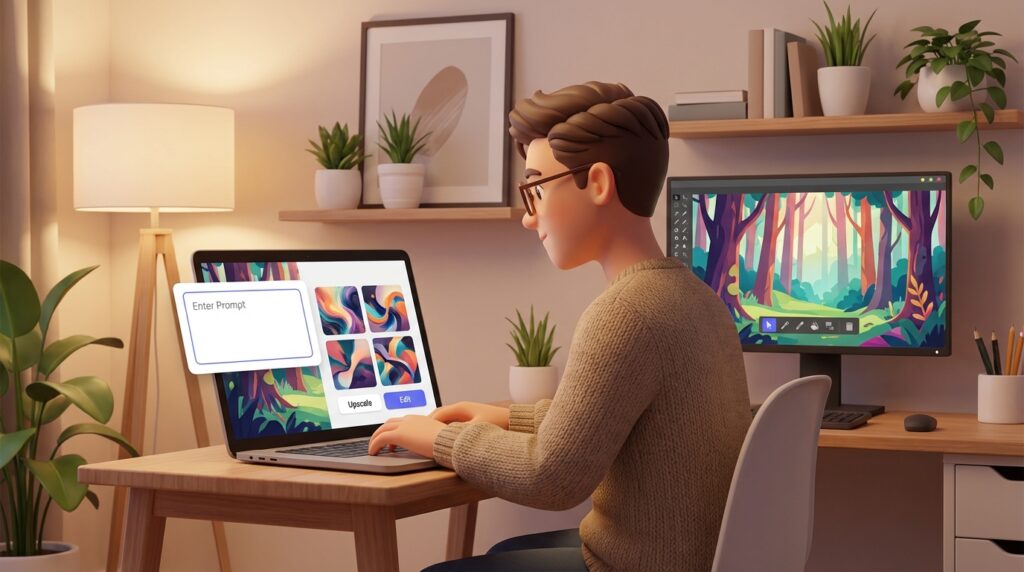 AI visual content creation workflow for content creators