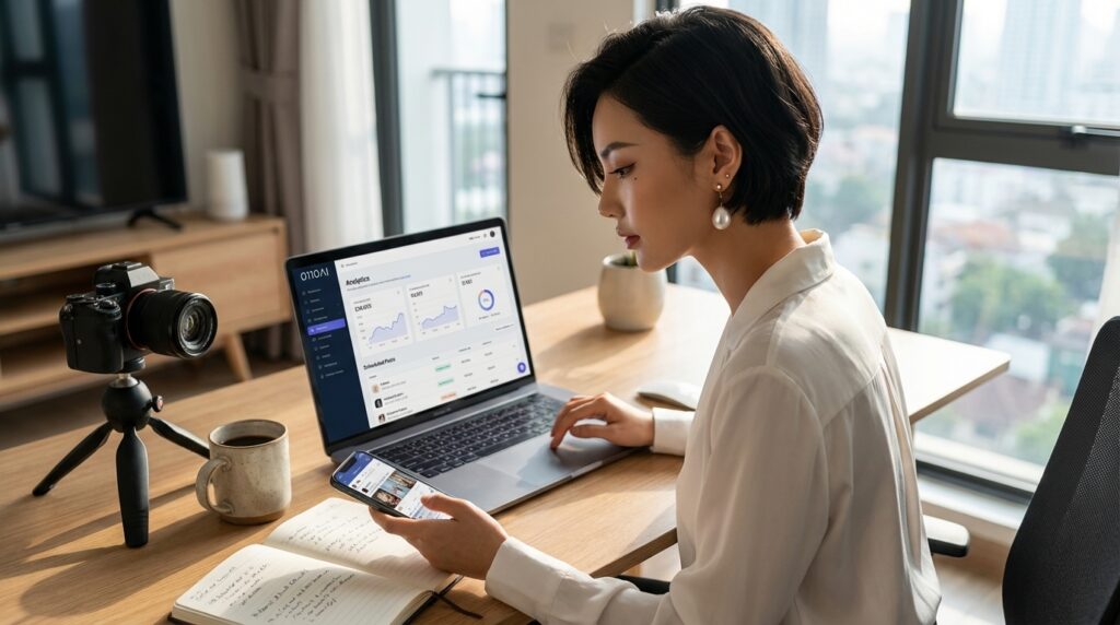 AI social media content production process for creators