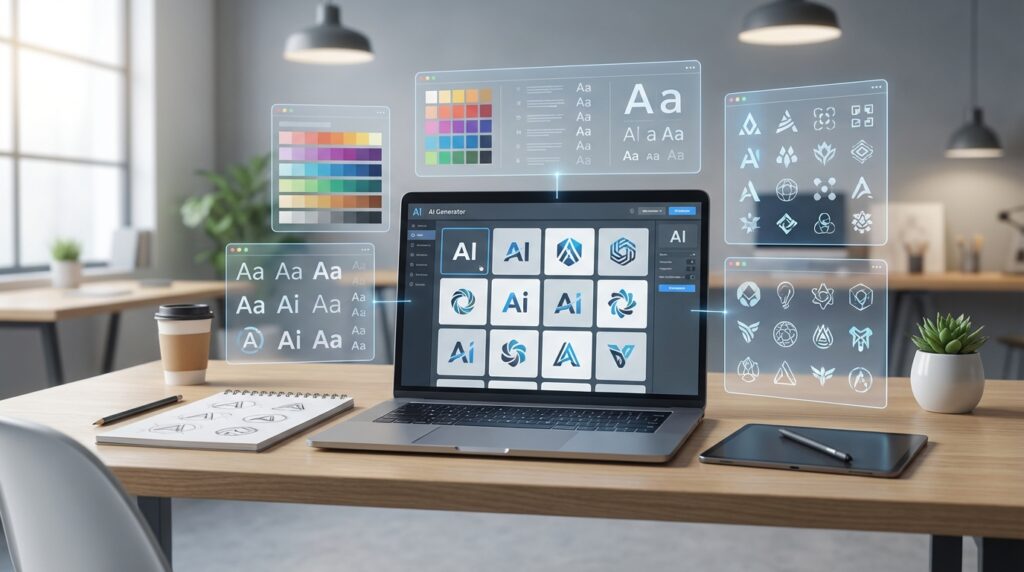 AI logo generator tools for beginners creating brand logos with AI design software