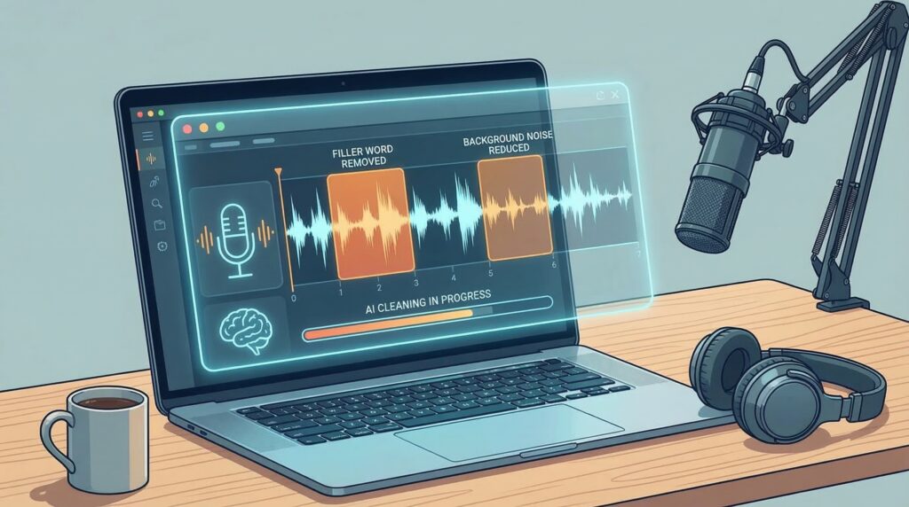 AI podcast tools for beginners editing audio with AI software