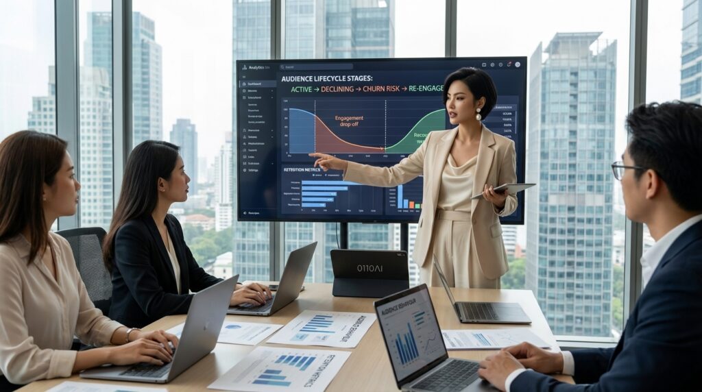 AI influencer audience retention and re-engagement strategy engagement dashboard lifecycle churn analysis