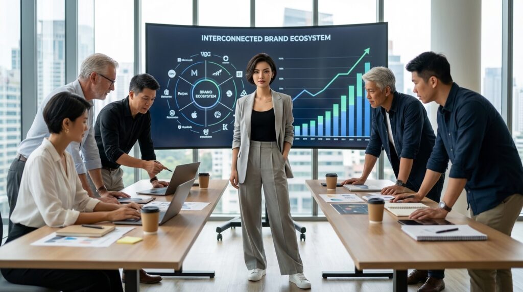 AI influencer media empire strategy multi brand ecosystem architecture dashboard ---