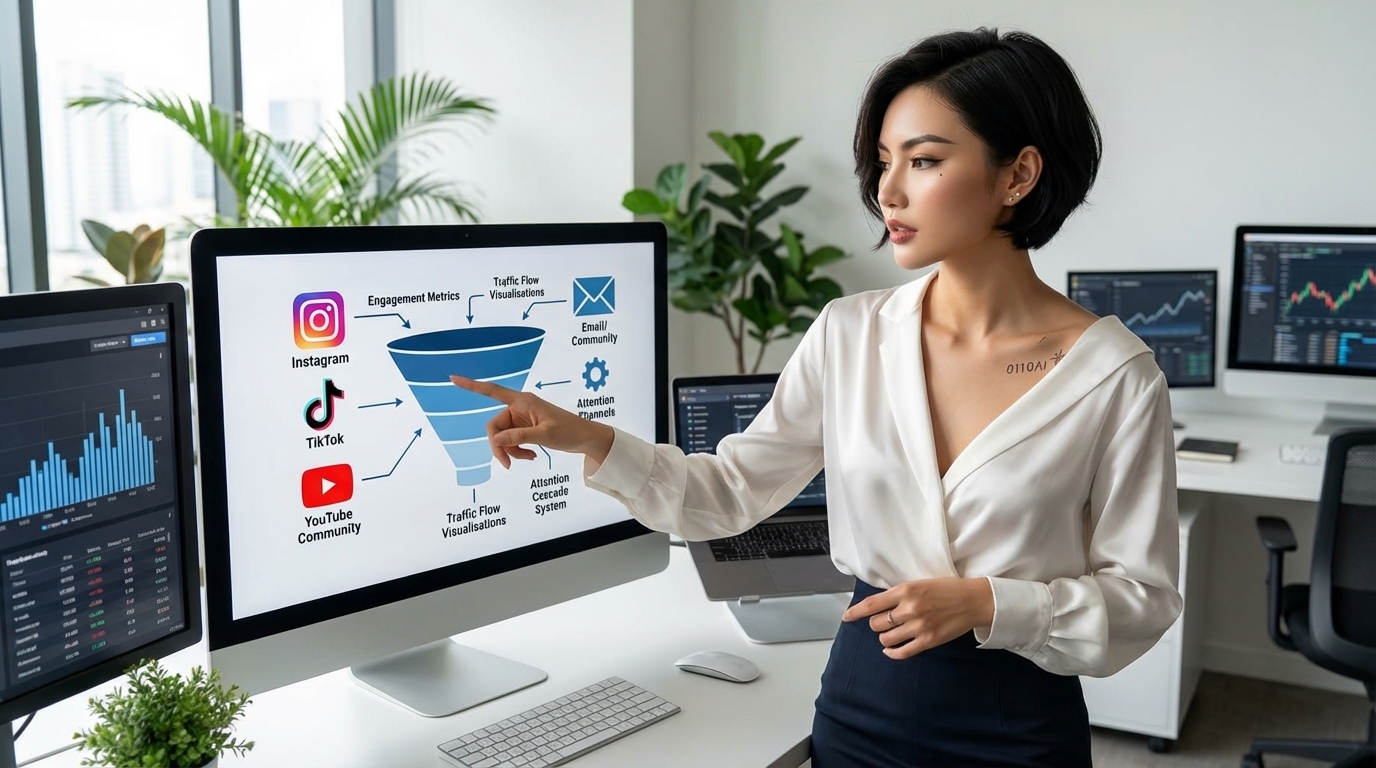 Content planning across multiple channels on a structured strategy dashboard