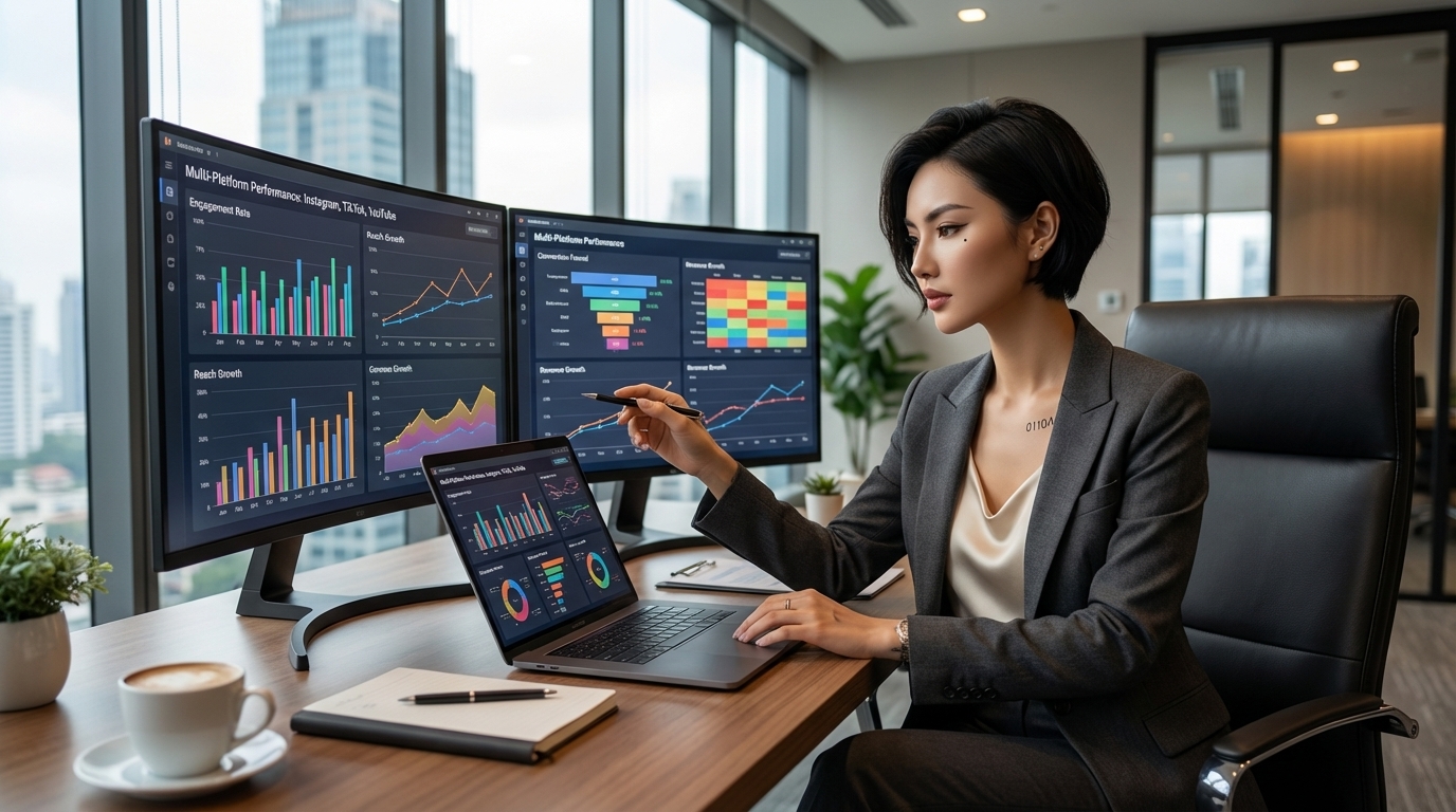 Analytics dashboard comparing platform performance metrics across channels